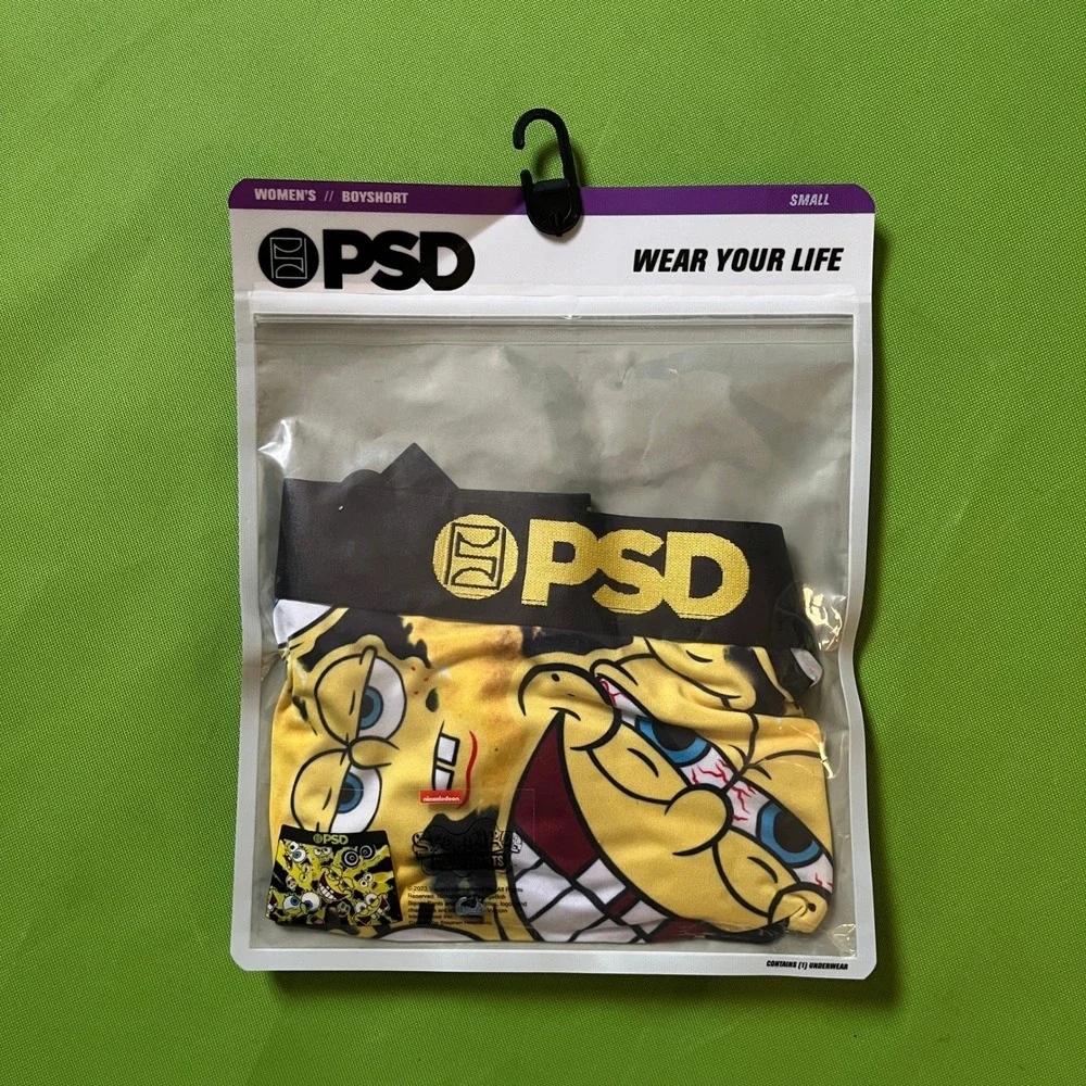 PSD Underwear SpongeBob SquarePants Dye All Over Boyshort Yellow Black Small